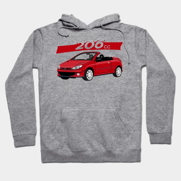 City car 206 cc Coupe Cabriolet france red Hoodie by creative.z